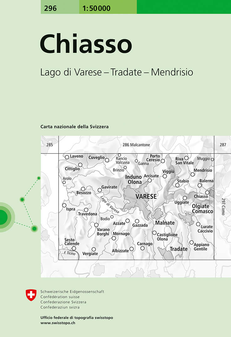 Online bestellen: Wandelkaart - Topografische kaart 296 Chiasso | Swisstopo