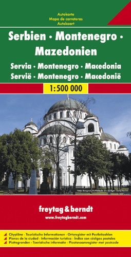 Online bestellen: Wegenkaart - landkaart Servië , Montenegro, Kosovo en Noord-Macedonië | Freytag & Berndt