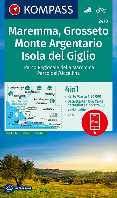 Online bestellen: Wandelkaart 2470 Maremma - Grosseto - Monte Argentario - Isola del Giglio | Kompass