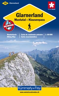 Wandelkaart 12 Glarnerland - Muotatal - Klausenpass| Kümmerley &amp; Frey Zwitserland | 