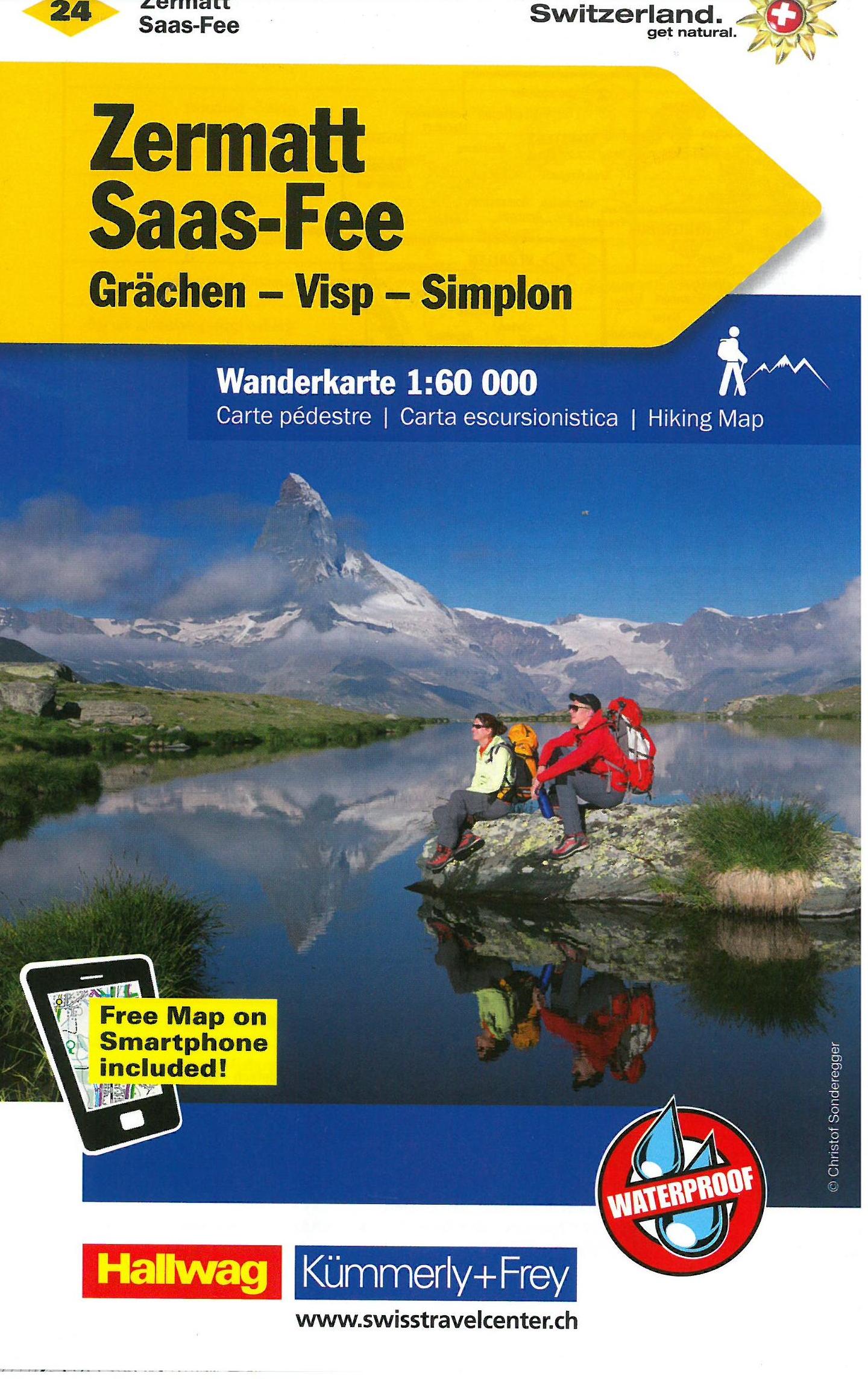 Online bestellen: Wandelkaart 24 Zermatt - Saas Fee | Kümmerly & Frey