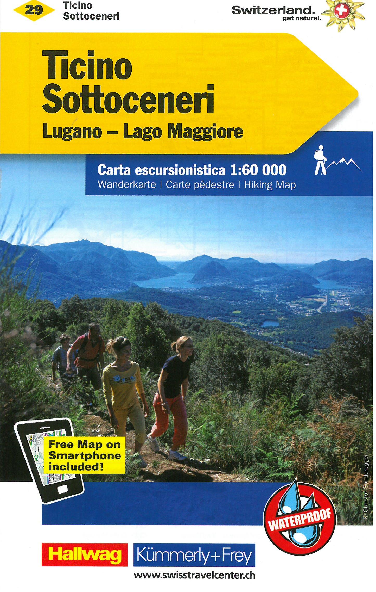 Online bestellen: Wandelkaart 29 Tessin - Sottoceneri - Lugano - Lago Maggiore | Kümmerly & Frey