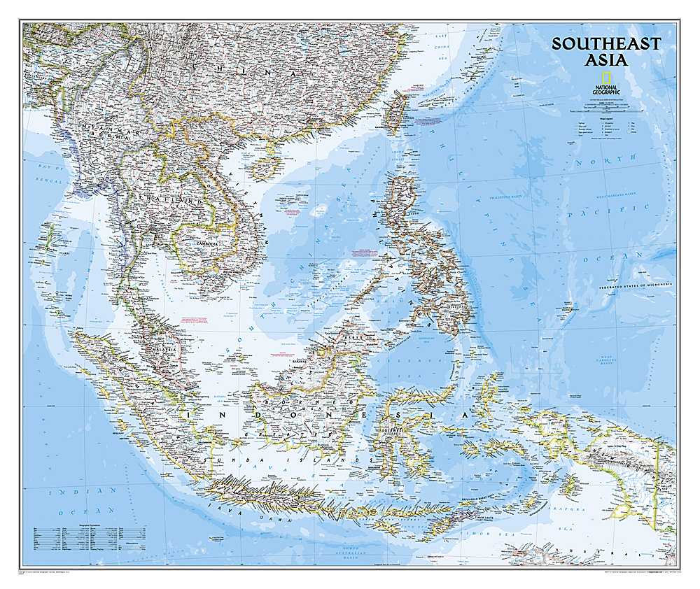 Online bestellen: Wandkaart Zuidoost Azië, politiek, 96 x 81 cm | National Geographic