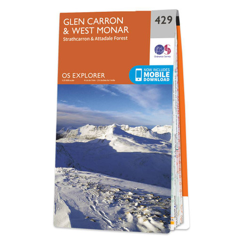 Online bestellen: Wandelkaart - Topografische kaart 429 OS Explorer Map Glen Carron, West Monar | Ordnance Survey