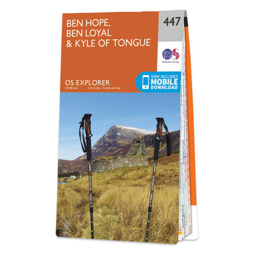 Online bestellen: Wandelkaart - Topografische kaart 447 OS Explorer Map Ben Hope, Ben Loyal, Kyle of Tongue | Ordnance Survey