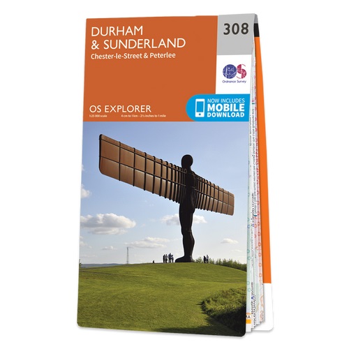 Online bestellen: Wandelkaart - Topografische kaart 308 OS Explorer Map Durham, Sunderland | Ordnance Survey