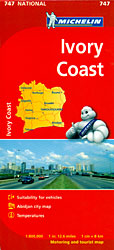 Wegenkaart - landkaart Ivoorkust / Ivory Coast | Michelin 747 | 