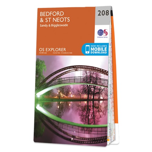 Online bestellen: Wandelkaart - Topografische kaart 208 OS Explorer Map Bedford, St Neots | Ordnance Survey