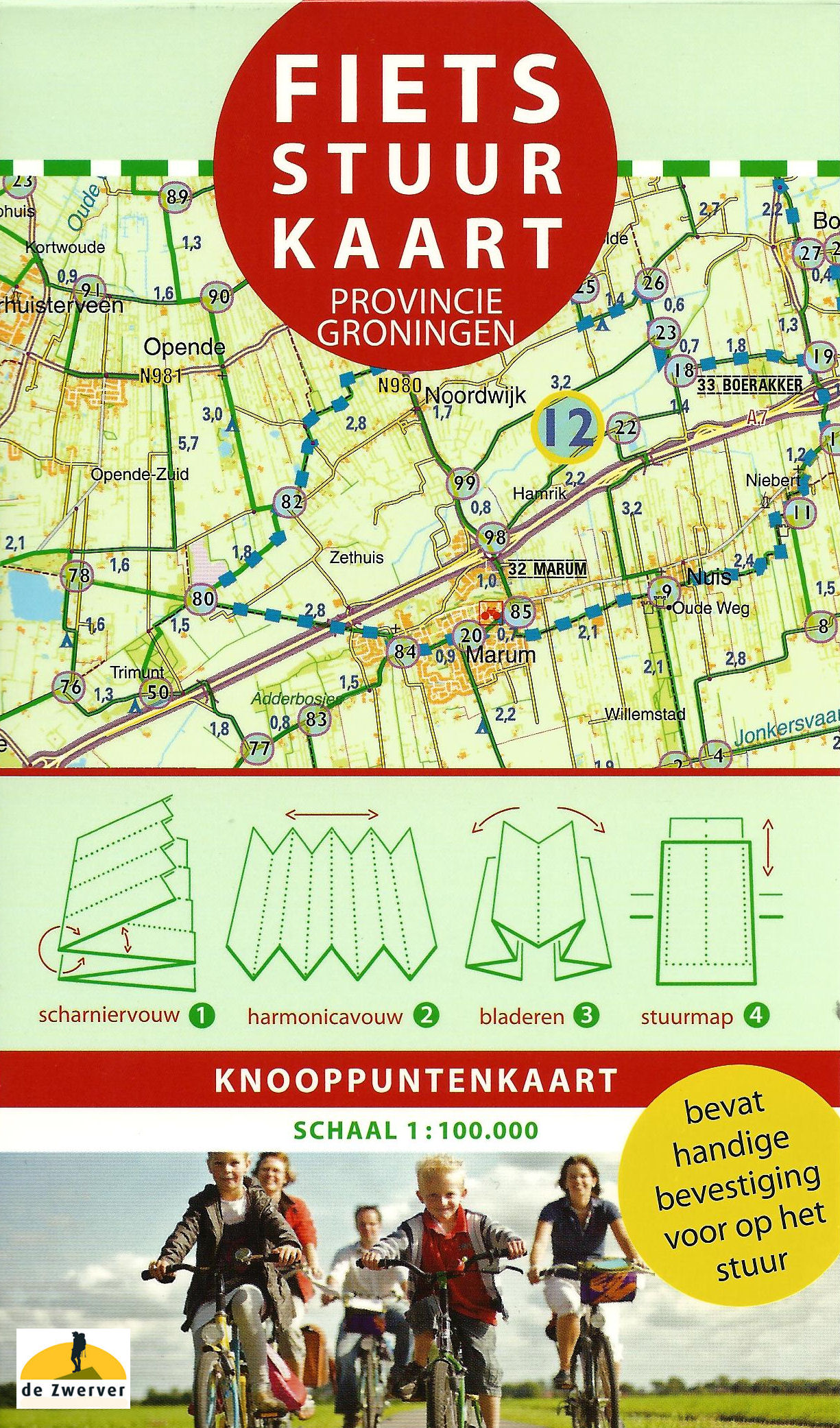 Fietskaart Groningen - fietsstuurkaart - knooppuntenkaart | Buijten Schipperheijn | 