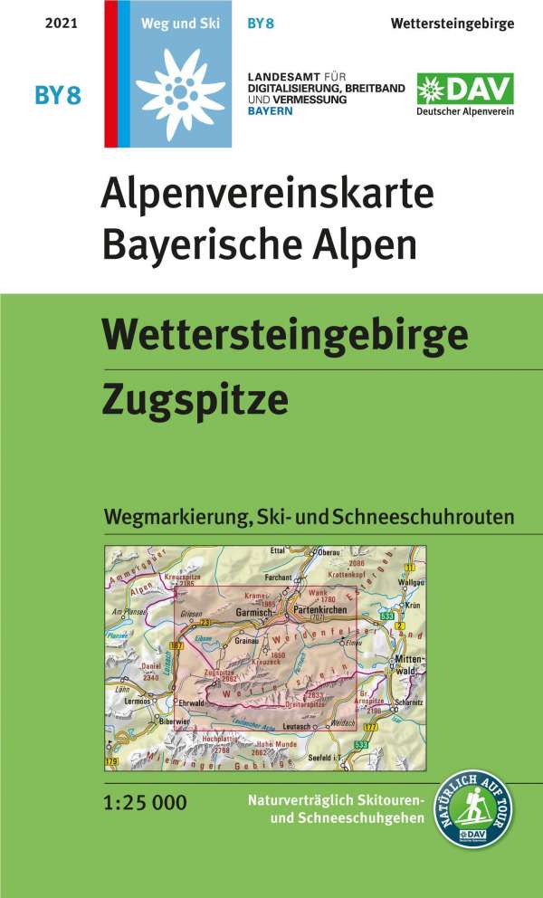 Online bestellen: Wandelkaart BY08 Alpenvereinskarte Wettersteingebirge - Zugspitze | Alpenverein