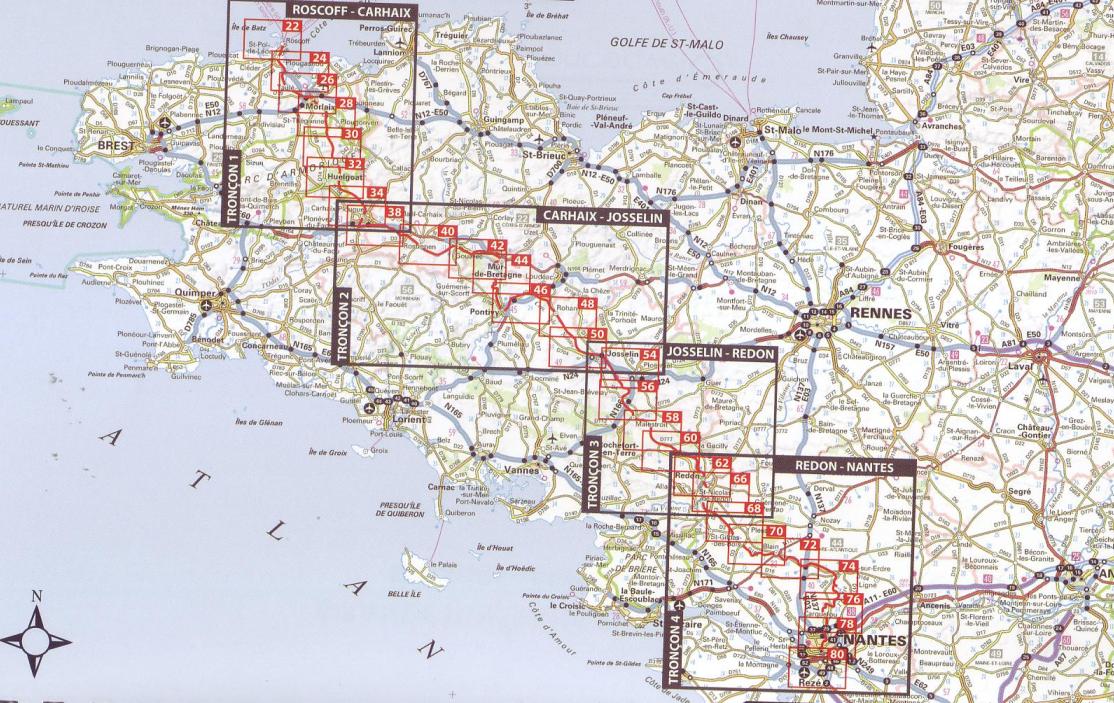 Fietsgids La véloroute atlantique De Roscoff á Nantes Velodyssee