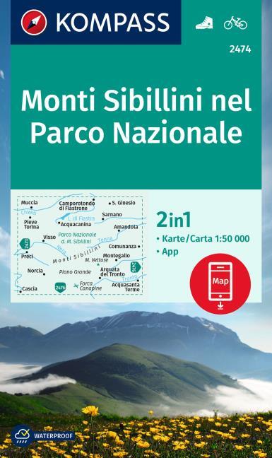 Online bestellen: Wandelkaart 2474 Monti Sibillini nel Parco Nazionale | Kompass