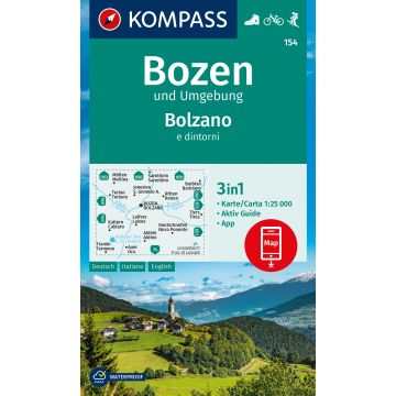 Online bestellen: Wandelkaart 154 Bozen und Umgebung - Bolzano e Dintorni | Kompass