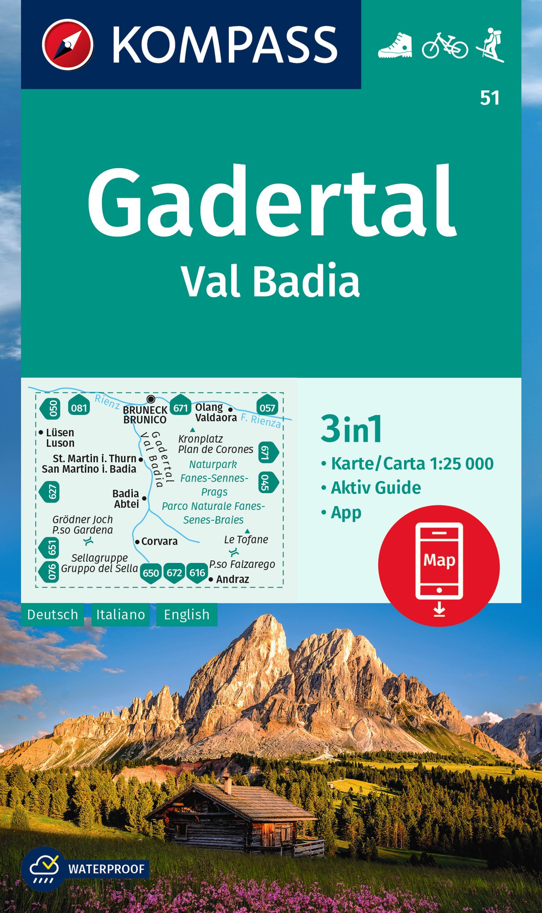 Online bestellen: Wandelkaart 51 Gadertal - Val Badia | Kompass