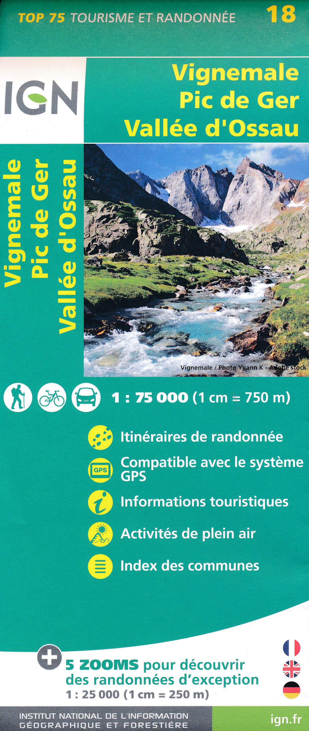 Online bestellen: Fietskaart - Wandelkaart 18 Vignemale - Pic De Ger - Vallee D'Ossau | IGN - Institut Géographique National