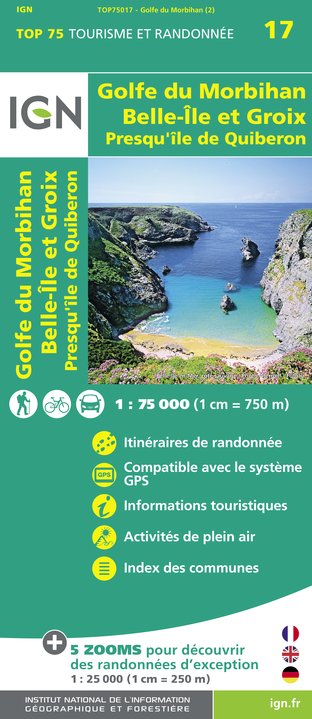 Online bestellen: Wandelkaart - Fietskaart 17 Golfe du Morbihan | IGN - Institut Géographique National