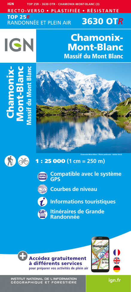 Online bestellen: Wandelkaart 3630OTR Chamonix-Mont-Blanc | IGN - Institut Géographique National
