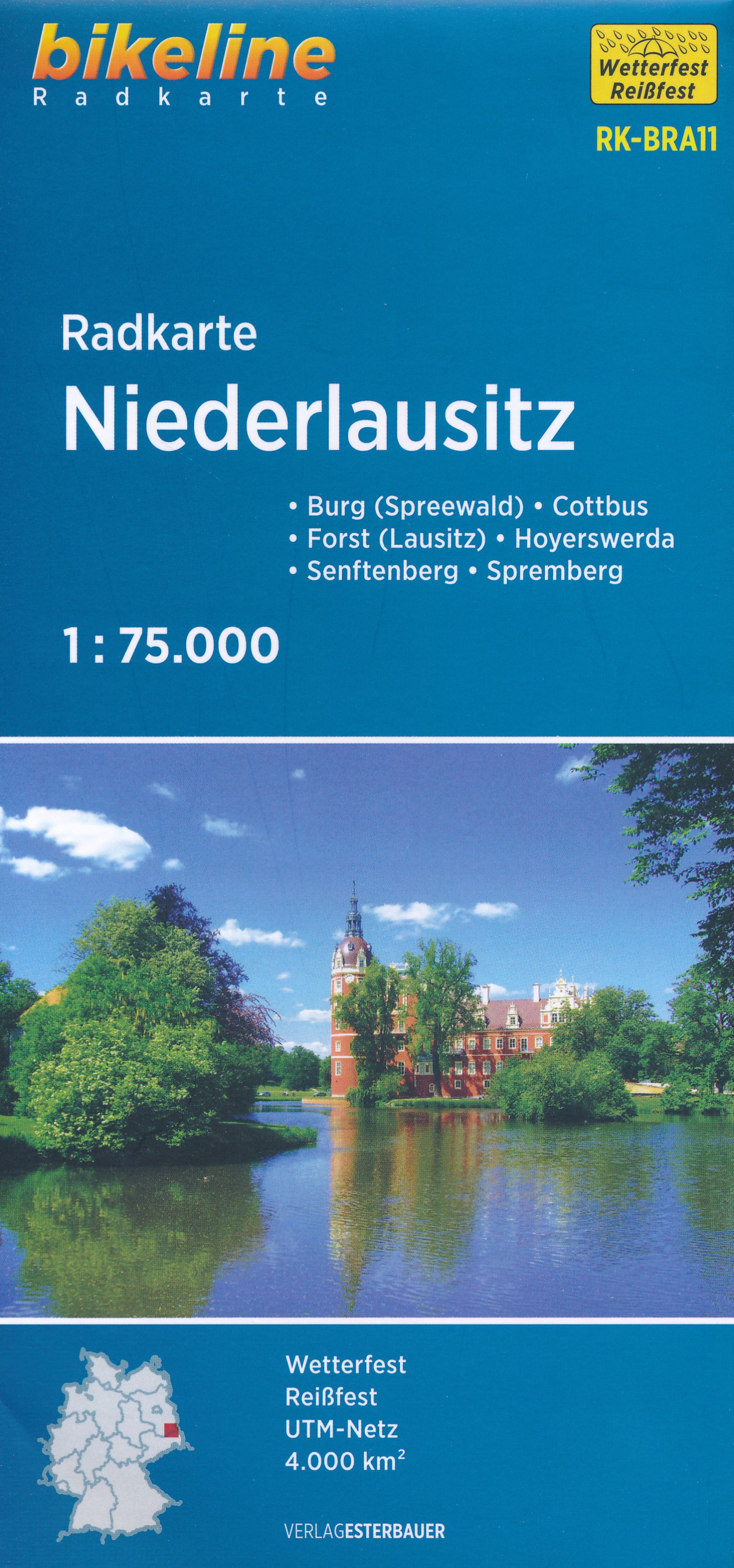 Online bestellen: Fietskaart BRA11 Bikeline Radkarte Niederlausitz | Esterbauer