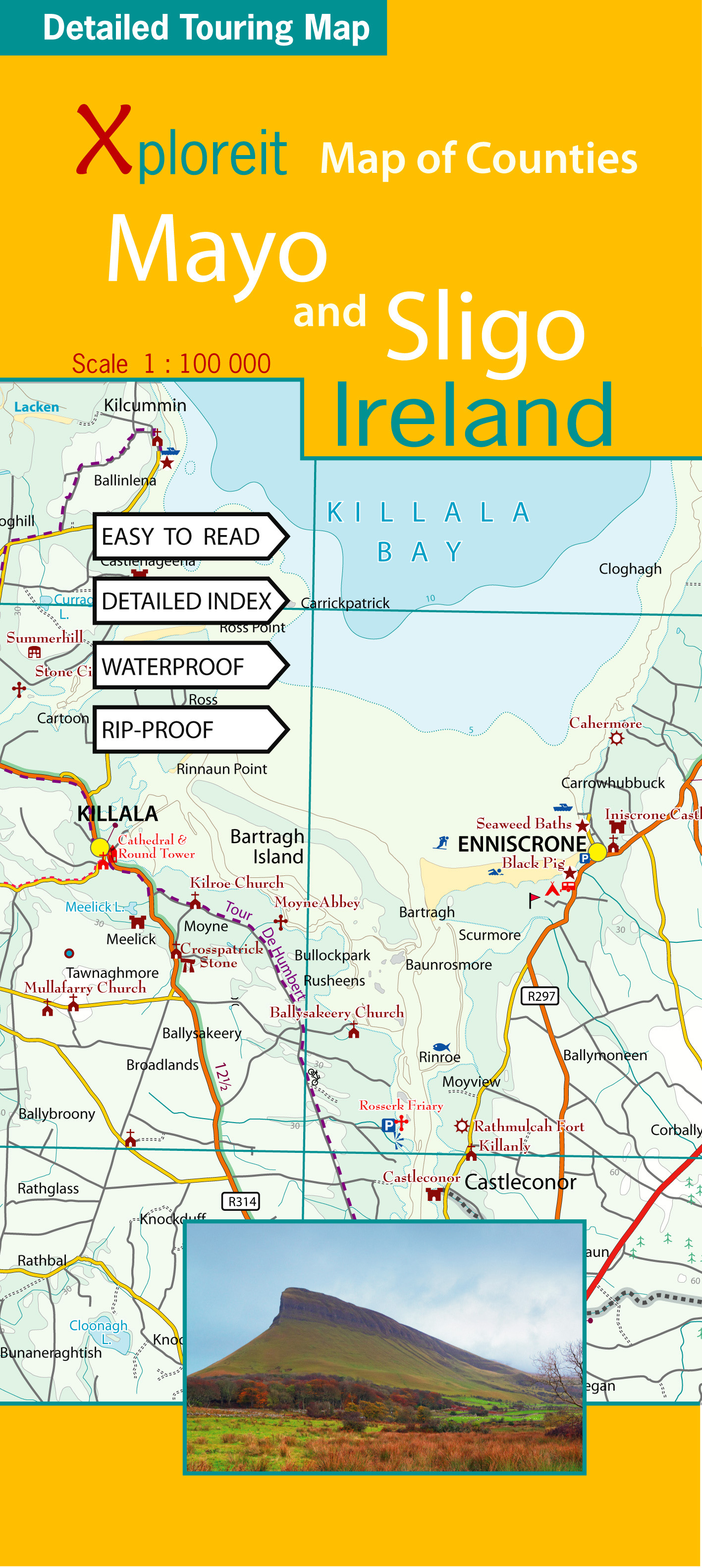 Wegenkaart – landkaart – Fietskaart Mayo en Sligo (Ierland) | Xploreit Maps