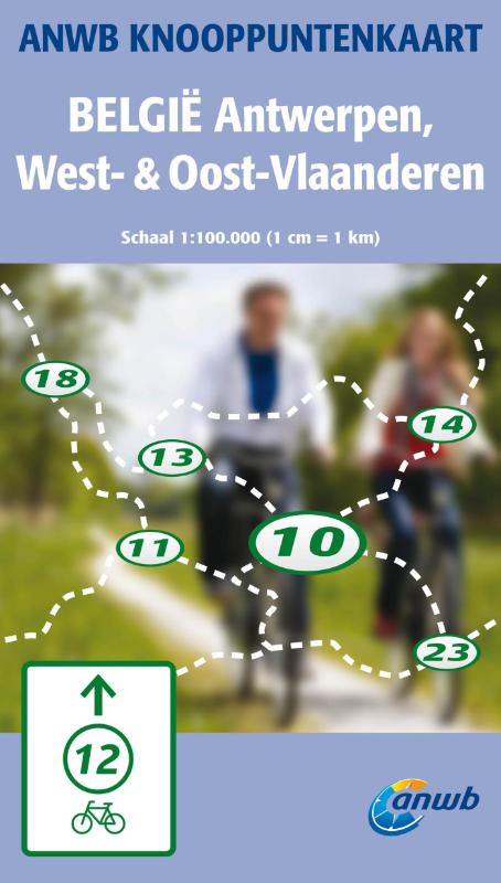 Fietskaart Knooppuntenkaart België: Antwerpen, West- &amp; Oost-Vlaanderen | ANWB | 