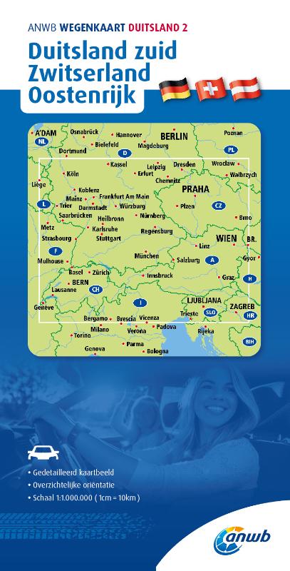 Online bestellen: Wegenkaart - landkaart 2 Duitsland zuid - Zwitzerland - Oostenrijk | ANWB Media