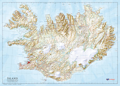 Wandkaart IJsland | Ferdakort |