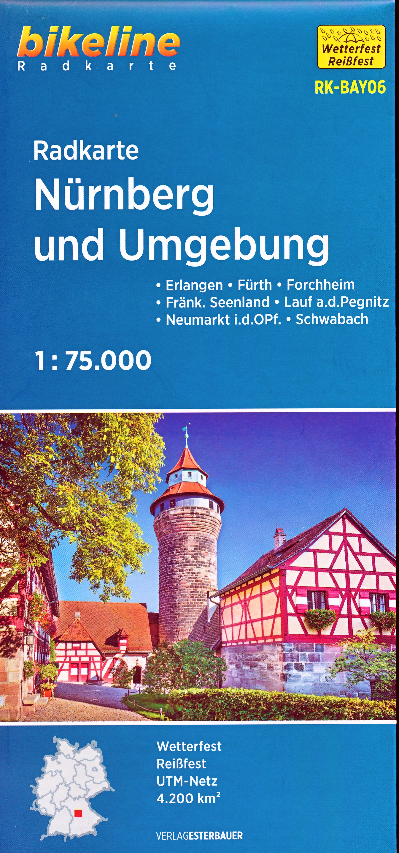 Online bestellen: Fietskaart BAY06 Bikeline Radkarte Nürnberg und Umgebung | Esterbauer