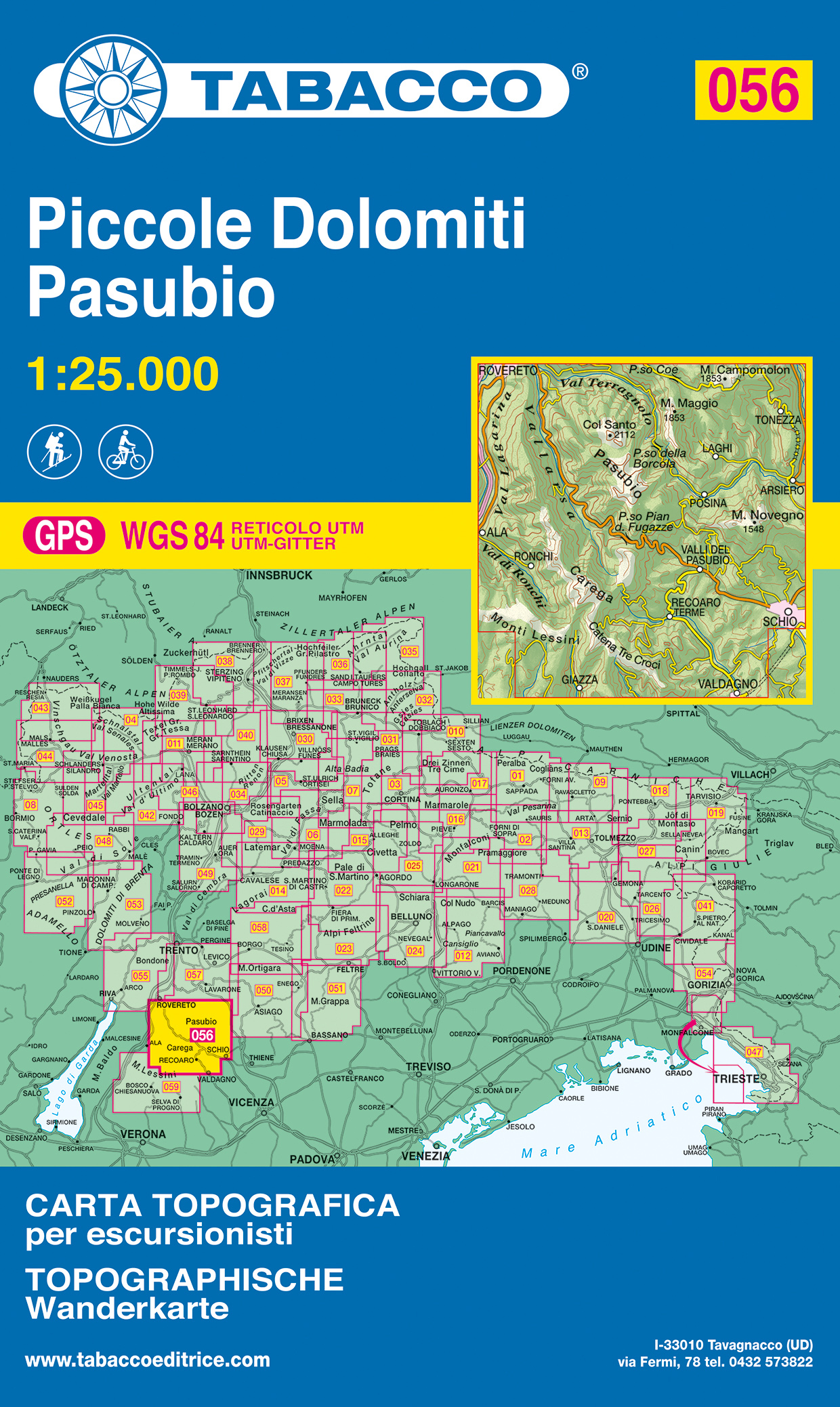Online bestellen: Wandelkaart 056 Piccole Dolomiti - Pasubio | Tabacco Editrice