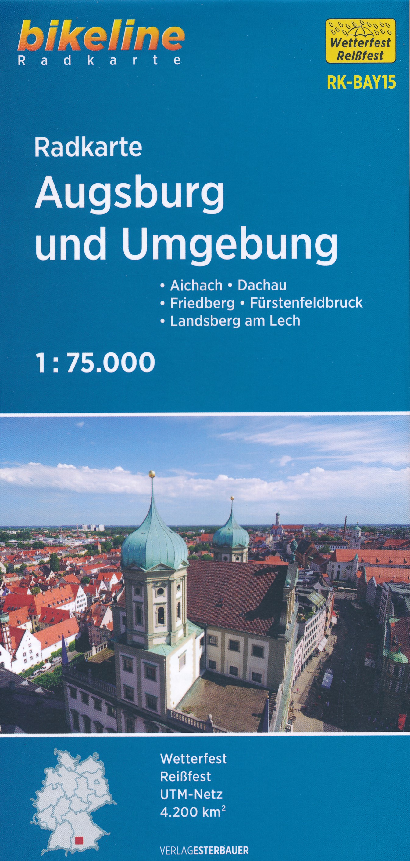 Online bestellen: Fietskaart BAY15 Bikeline Radkarte Augsburg und Umgebung | Esterbauer