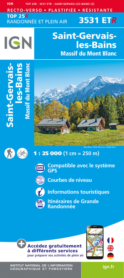 Online bestellen: Wandelkaart - Topografische kaart 3531ETR Saint-Gervais-les-Bains | IGN - Institut Géographique National