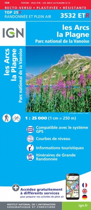 Online bestellen: Wandelkaart - Topografische kaart 3532ETR les Arcs - La Plagne | IGN - Institut Géographique National