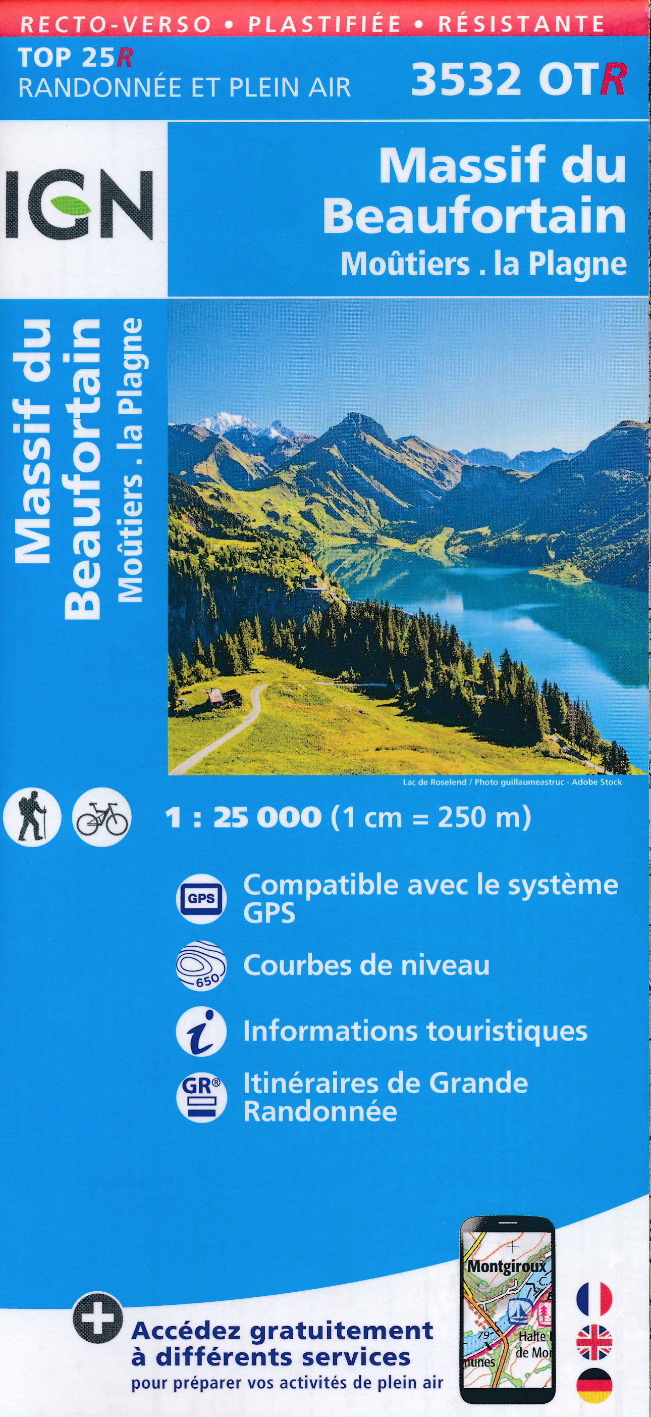 Online bestellen: Wandelkaart - Topografische kaart 3532OTR Massif du Beaufortain | IGN - Institut Géographique National