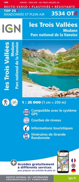 Online bestellen: Wandelkaart - Topografische kaart 3534OTR Les Trois Vallées - Modane | IGN - Institut Géographique National