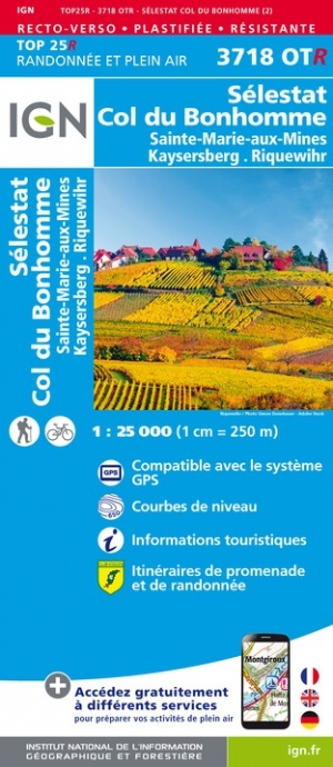 Online bestellen: Wandelkaart - Topografische kaart 3718OTR Sélestat, Col du Bonhomme | IGN - Institut Géographique National
