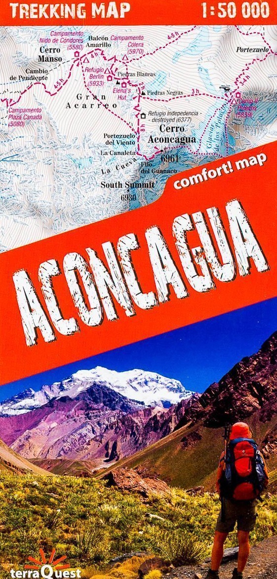Online bestellen: Wandelkaart Trekking map Aconcagua | TerraQuest