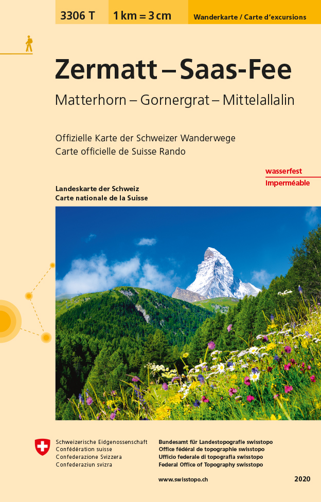 Online bestellen: Wandelkaart - Topografische kaart 3306T Zermatt - Saas - Fee | Swisstopo