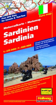 Online bestellen: Wegenkaart - landkaart Motomap Motorkaart Sardinië - Sardinie | Hallwag