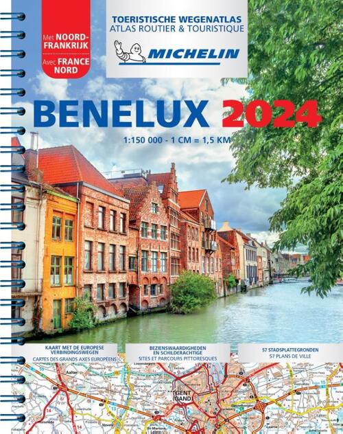 Online bestellen: Wegenatlas Benelux 2024 - Nederland, België & Luxemburg - met noord Frankrijk | A4-Formaat | Ringband | Michelin