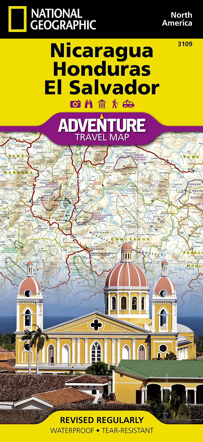 Online bestellen: Wegenkaart - landkaart 3109 Adventure Map Nicaragua, Honduras , El Salvador | National Geographic