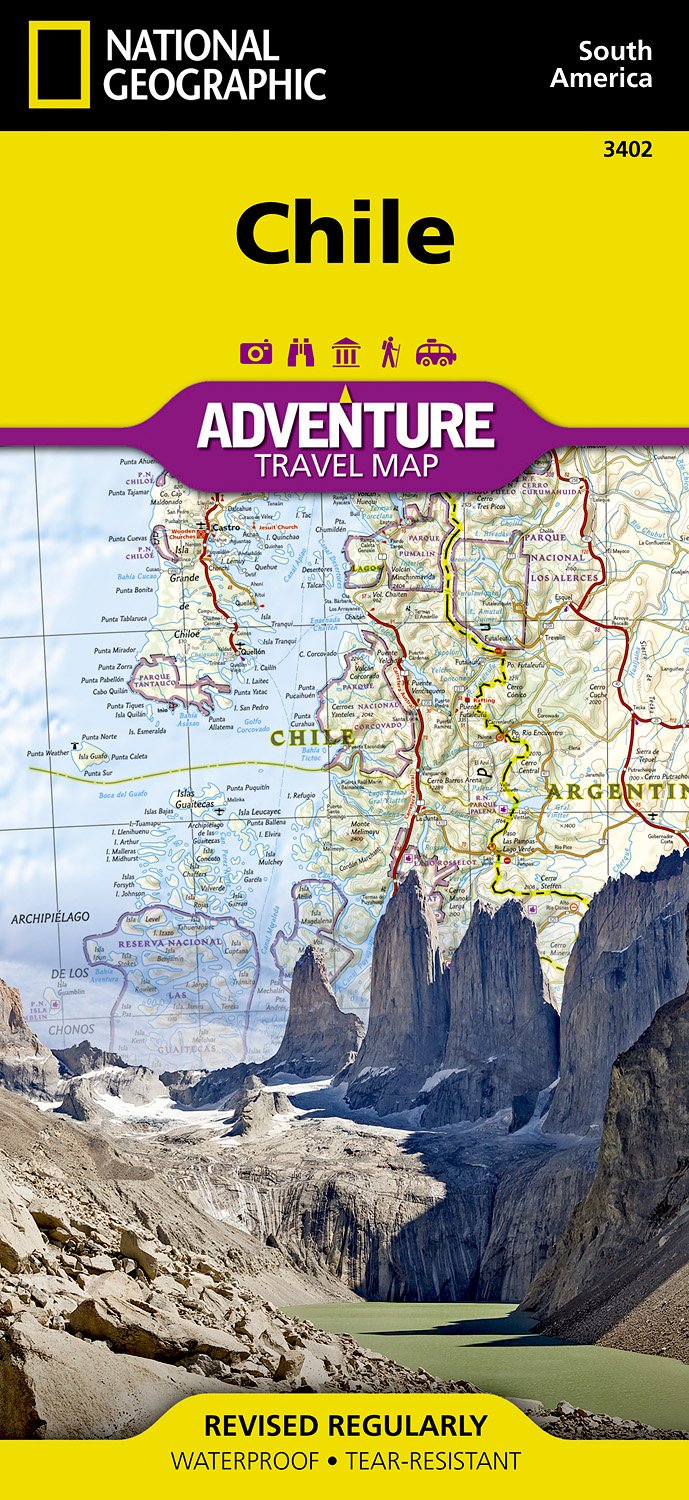 Online bestellen: Wegenkaart - landkaart 3402 Adventure Map Chile - Chili | National Geographic