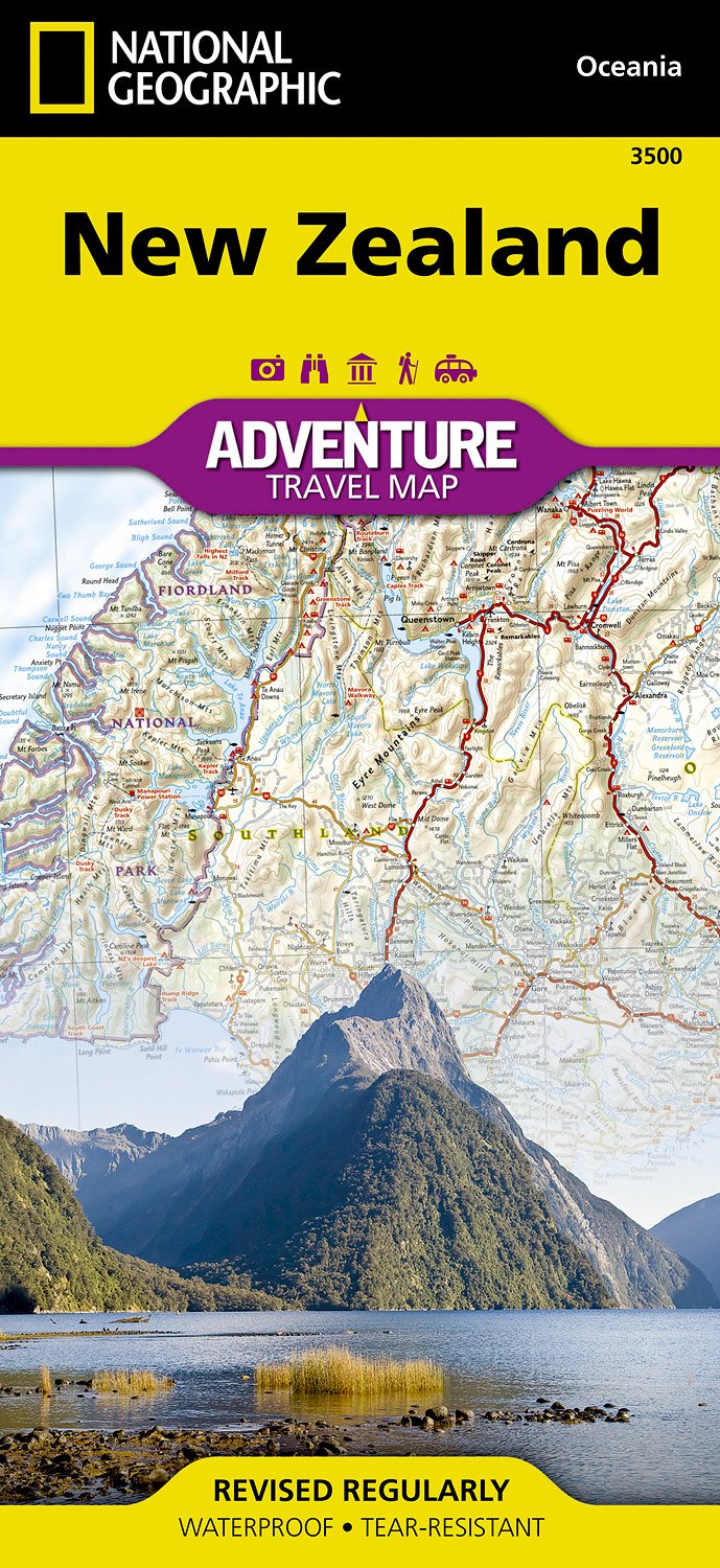 Online bestellen: Wegenkaart - landkaart 3500 Adventure Map New Zealand - Nieuw Zeeland | National Geographic