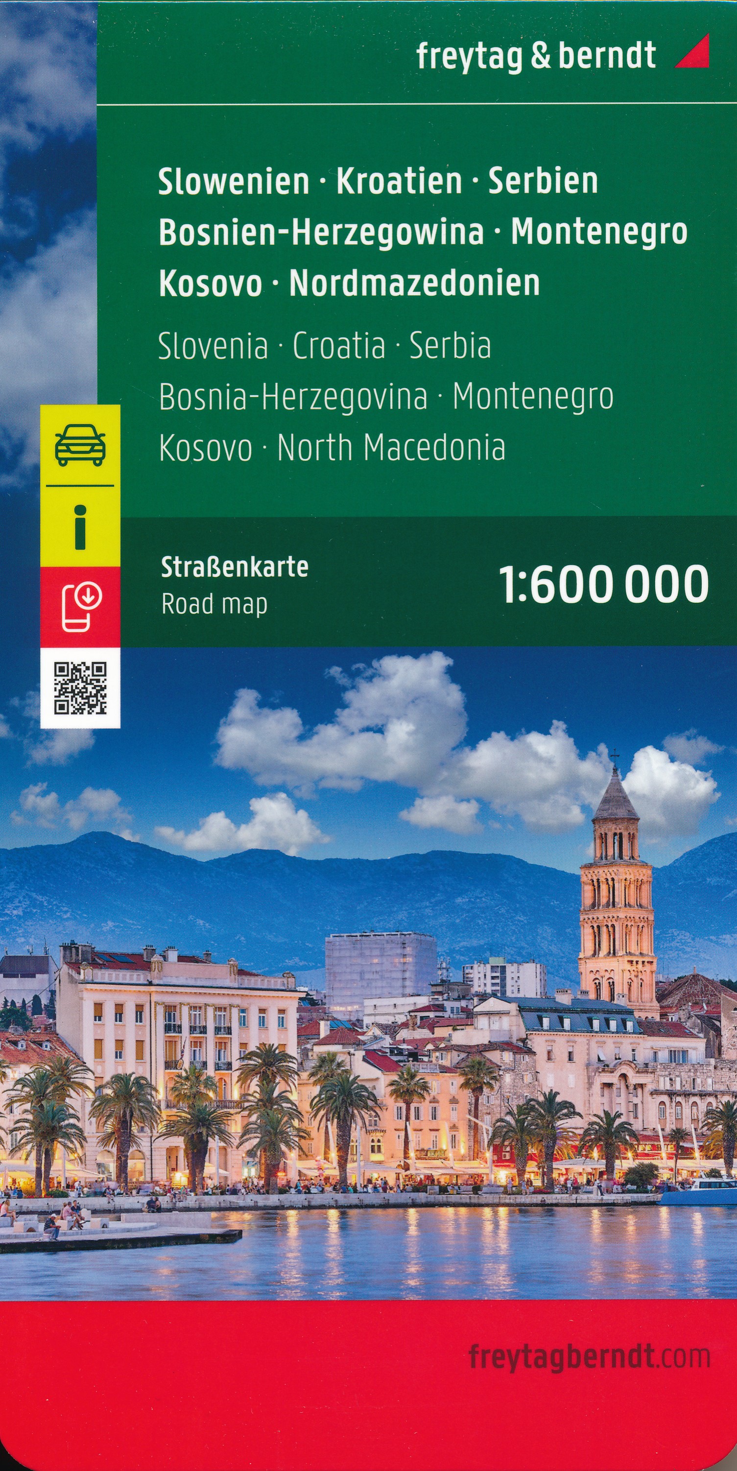 Online bestellen: Wegenkaart - landkaart Slovenië - Kroatië - Servië - Bosnië-Hercegovina - Montenegro - Kosovo - Noord Macedonië | Freytag & Berndt