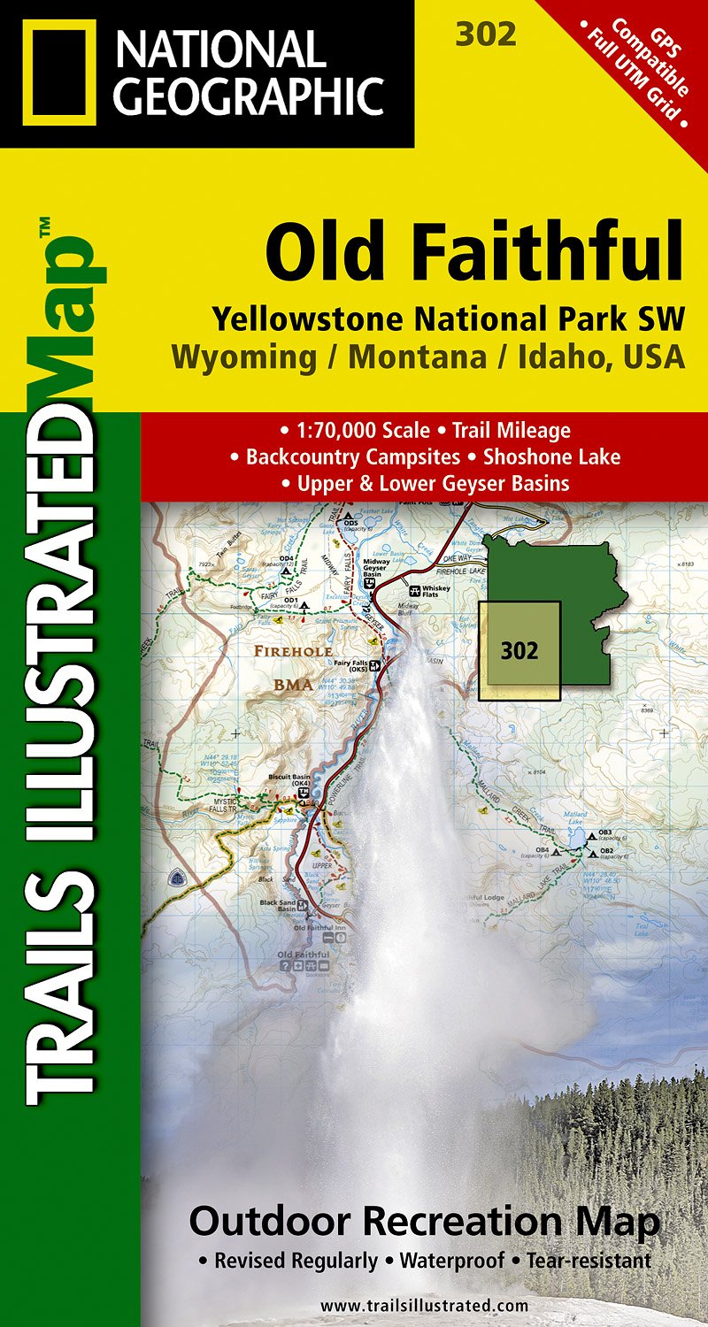 Online bestellen: Wandelkaart - Topografische kaart 302 Old Faithful, Yellowstone National Park SW | National Geographic