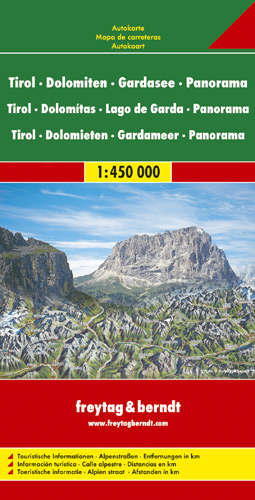 Online bestellen: Wegenkaart - landkaart Panoramakaart Tirol - Dolomieten - Gardameer | Freytag & Berndt