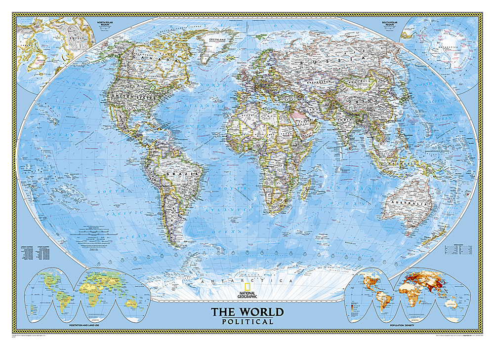 Prikbord 84PR Wereldkaart, politiek, 176 x 122 cm | National Geographi