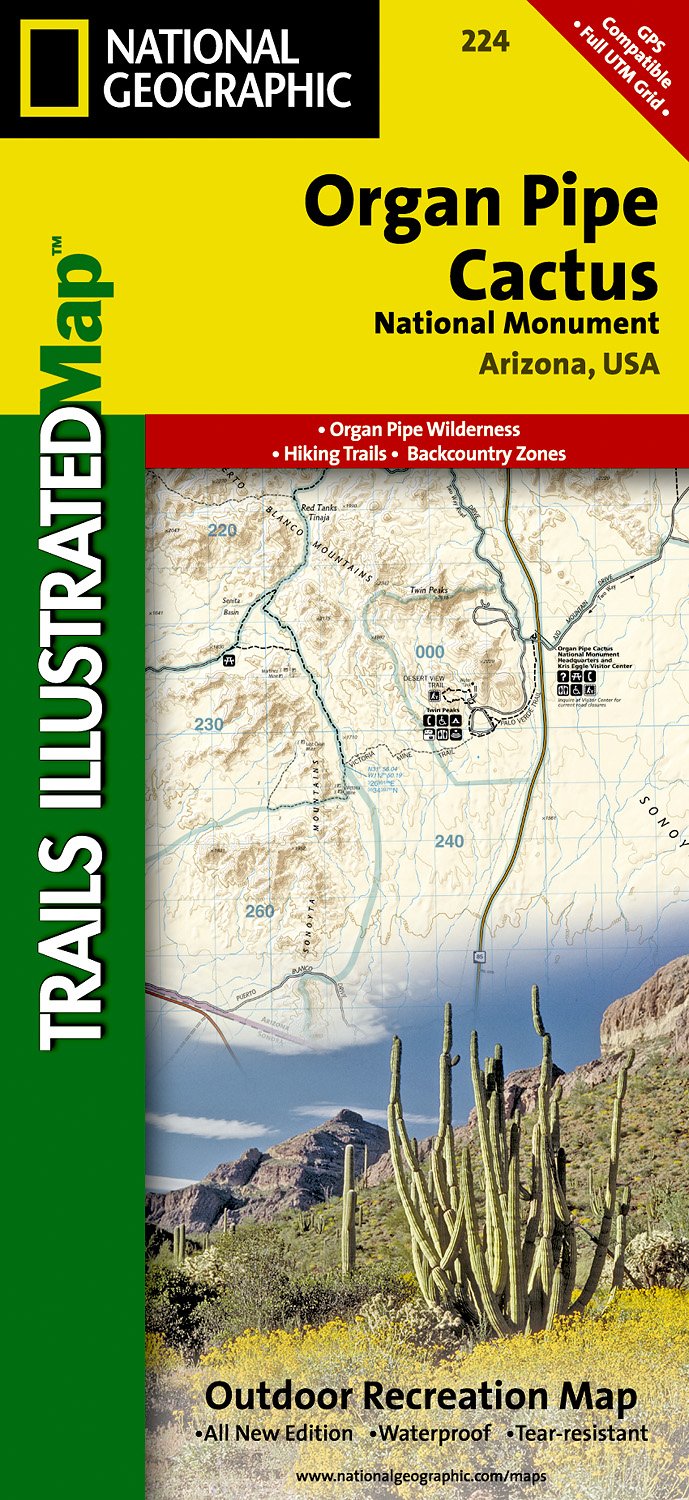 Online bestellen: Wandelkaart - Topografische kaart 224 Organ Pipe Cactus National Monument | National Geographic