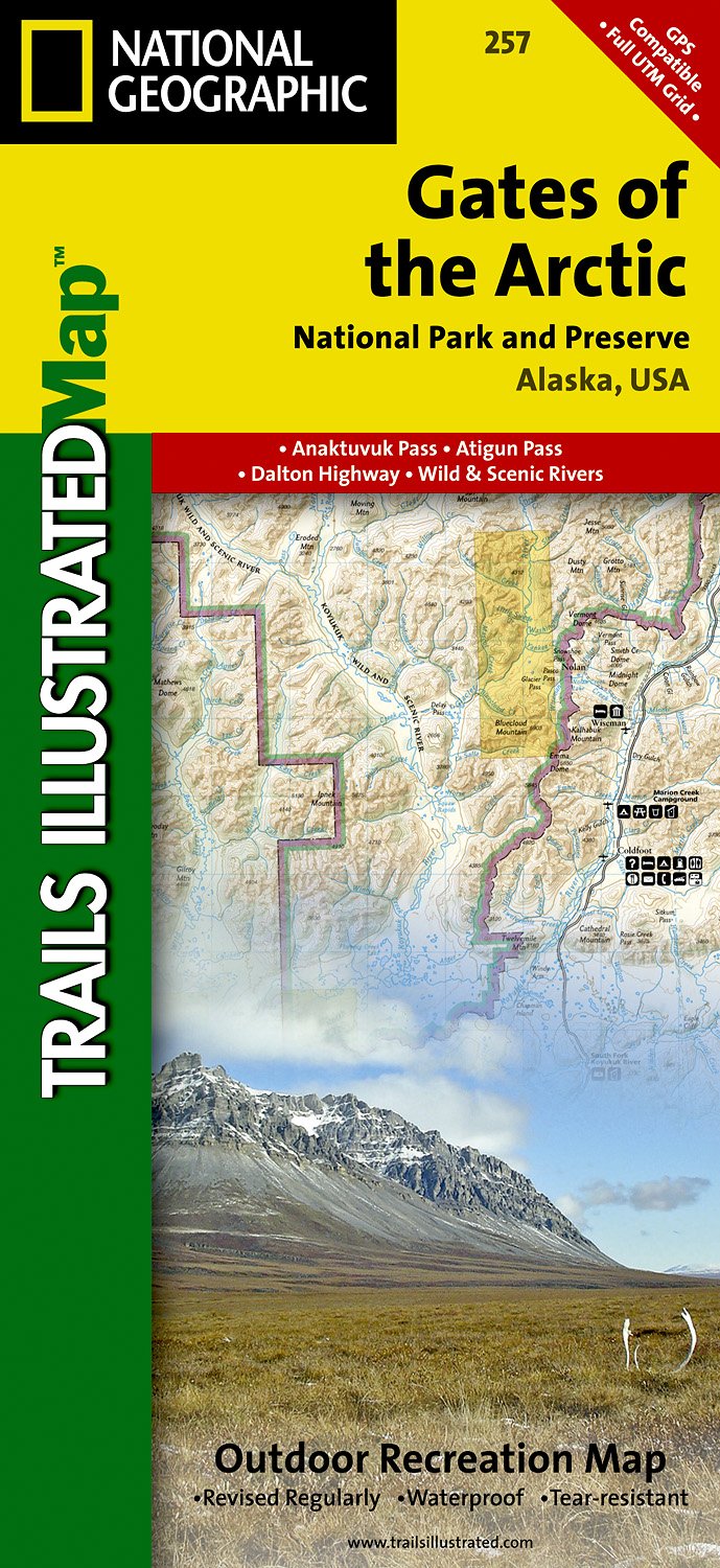 Online bestellen: Wandelkaart - Topografische kaart 257 Trails Illustrated Gates of the Arctic National Park & Preserve | National Geographic
