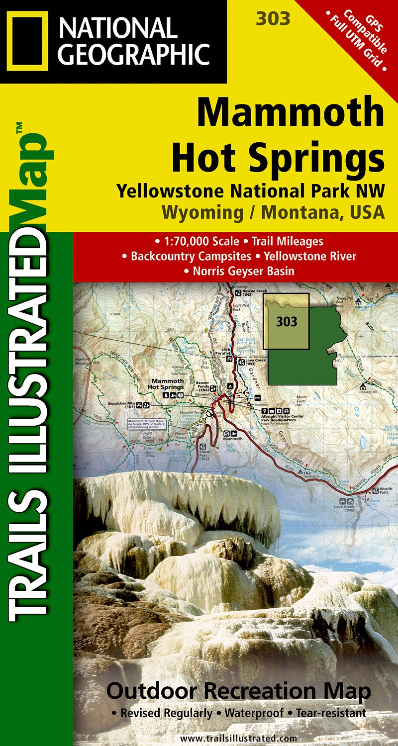 Online bestellen: Wandelkaart - Topografische kaart 303 Mammoth Hot Springs Yellowstone National Park | National Geographic