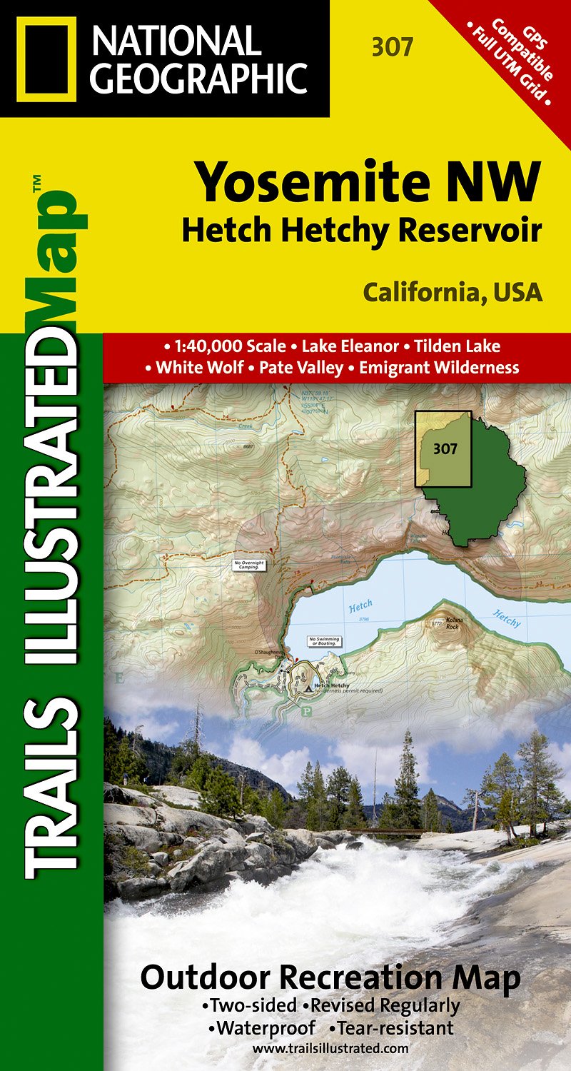 Online bestellen: Wandelkaart - Topografische kaart 307 Yosemite NW - Hetch Hetchy Reservoir | National Geographic