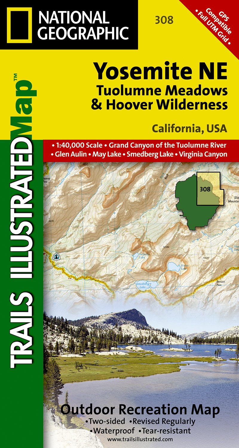 Online bestellen: Wandelkaart - Topografische kaart 308 Yosemite NE - Tuolumne Meadows and Hoover Wilderness | National Geographic